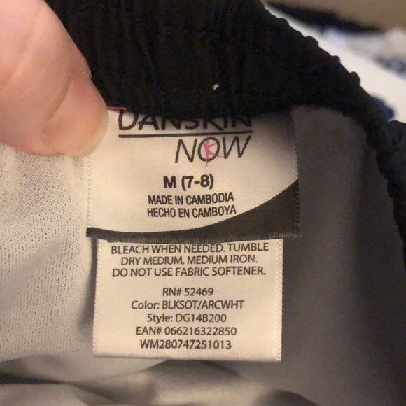 👧Danskin Now Black Exercise Shorts w/ White Strip & Built-In Bikini (M-7/8)👧 - Picture 2 of 5